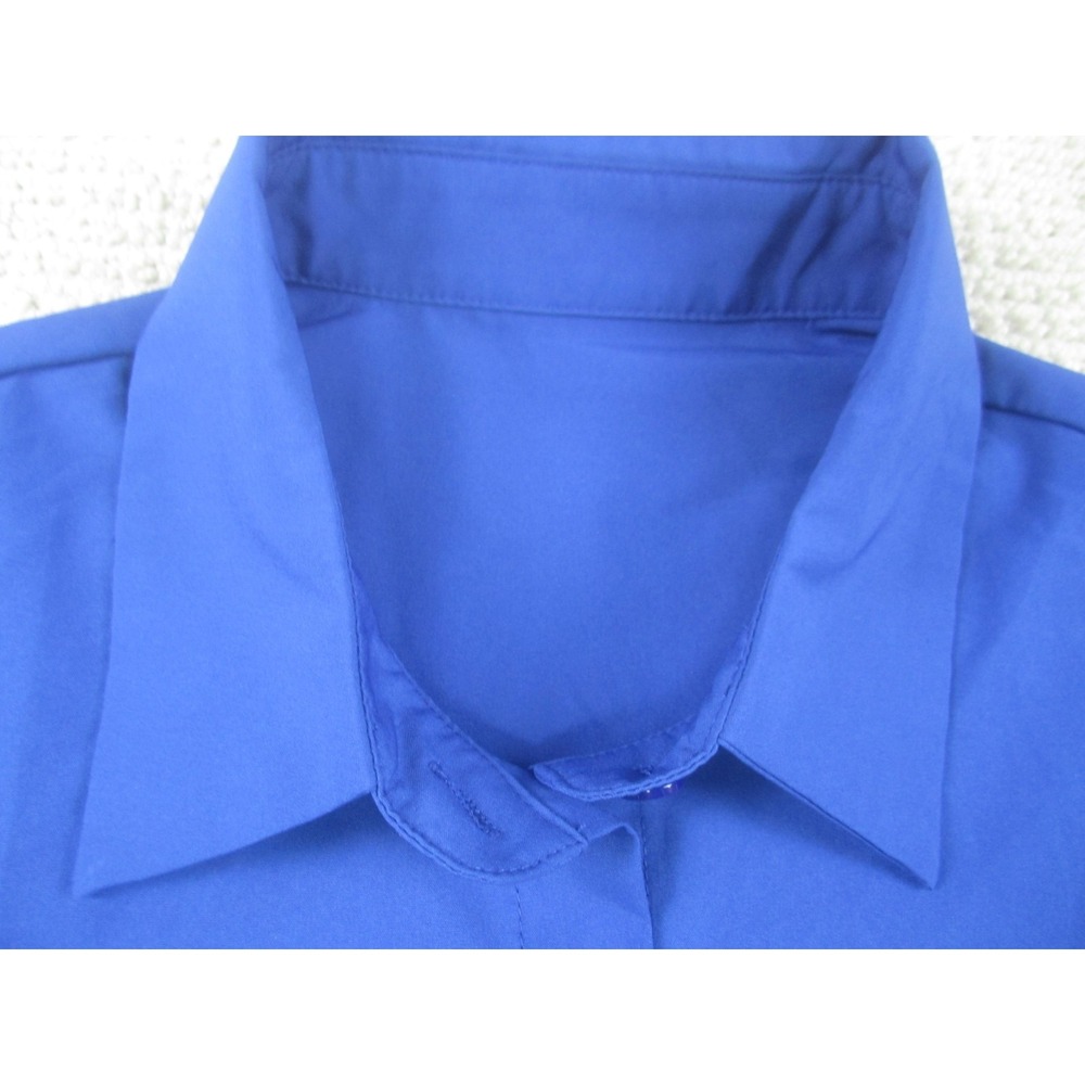 Womens Medium Blue Shirt Long Sleeve Polyester Button Down Casual - Picture 4 of 10